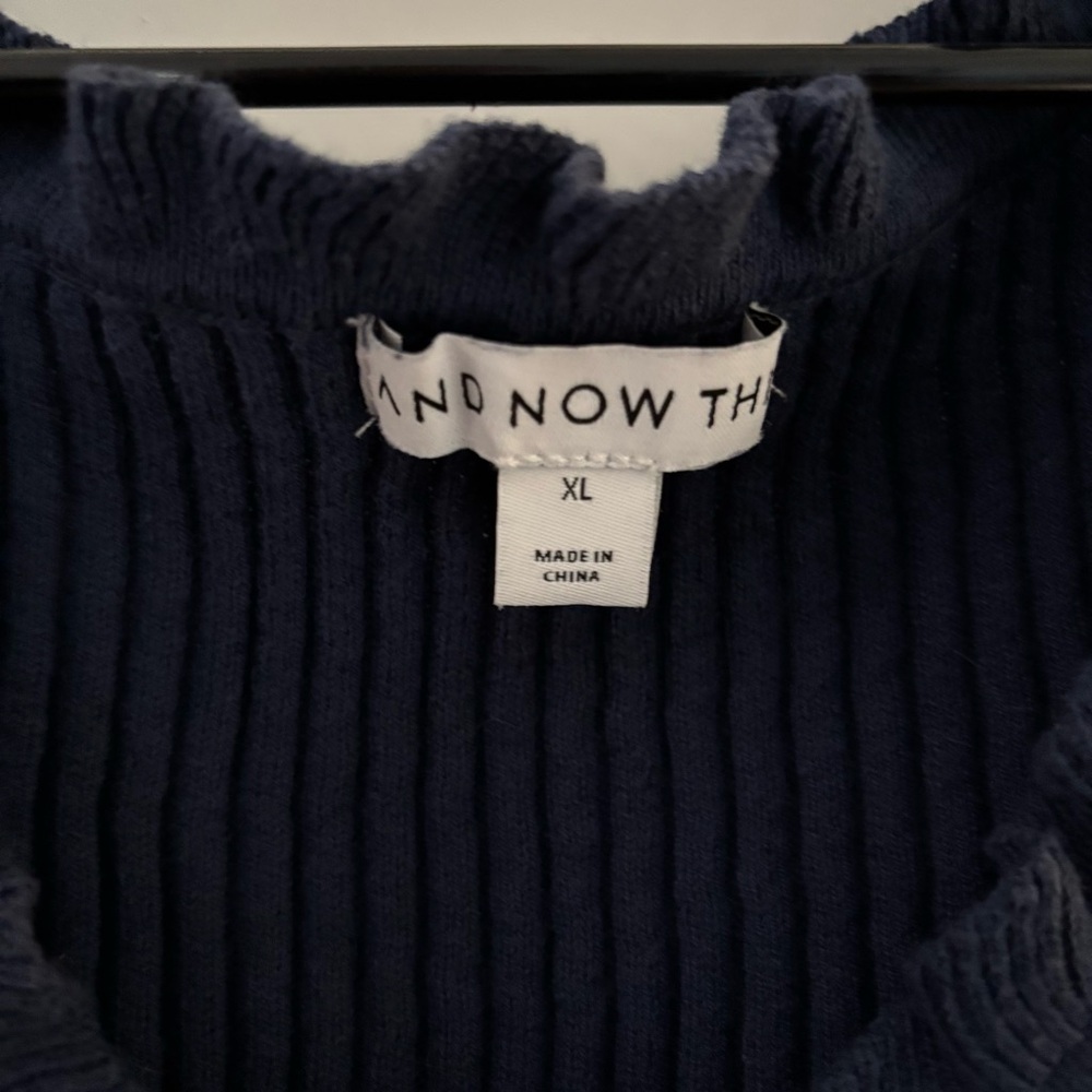 Navy Blue Ruffled Tank - Picture 3 of 4